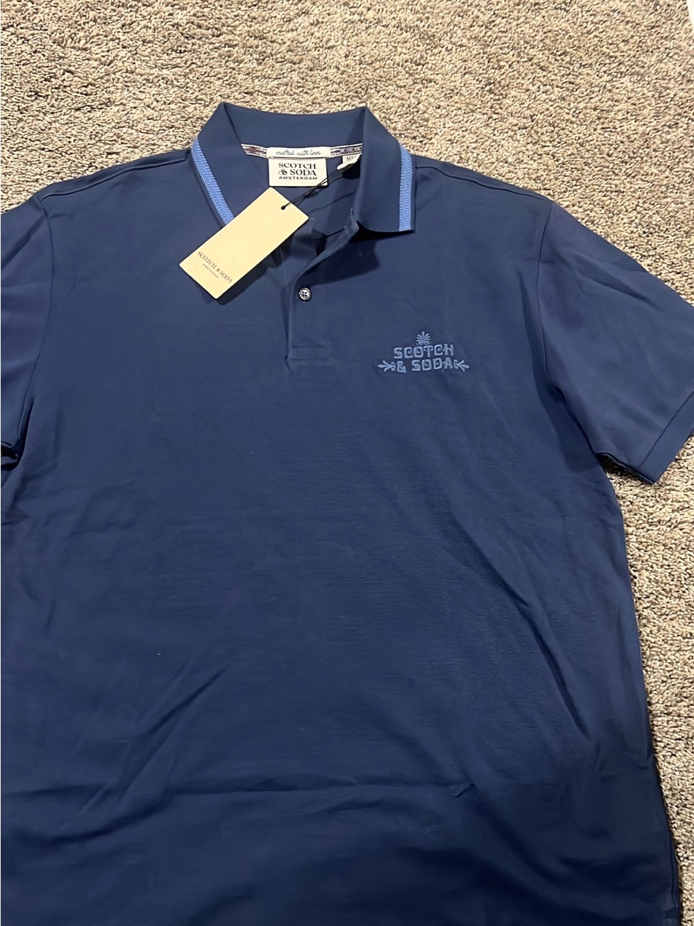 Scotch & Soda Navy Blue Polo with Contrast Collar Trim